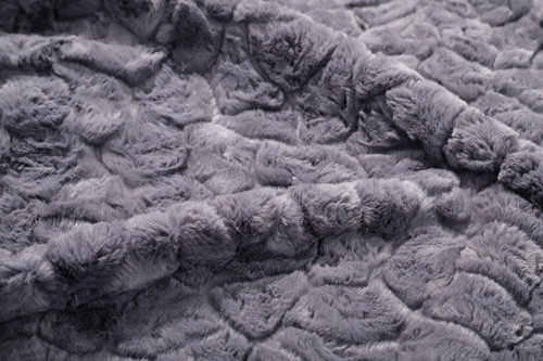 Gri Katı Faux Kürk Tavşan Desenli Kumaş Polyester 150cm