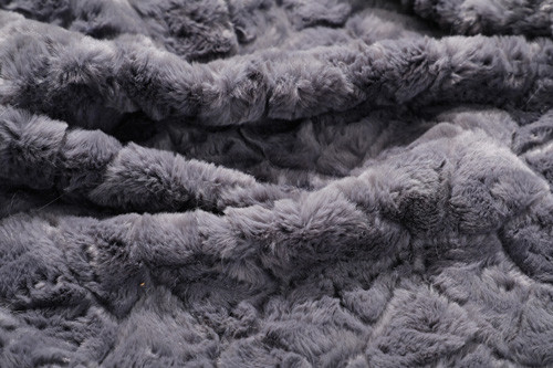Gri Katı Faux Kürk Tavşan Desenli Kumaş Polyester 150cm