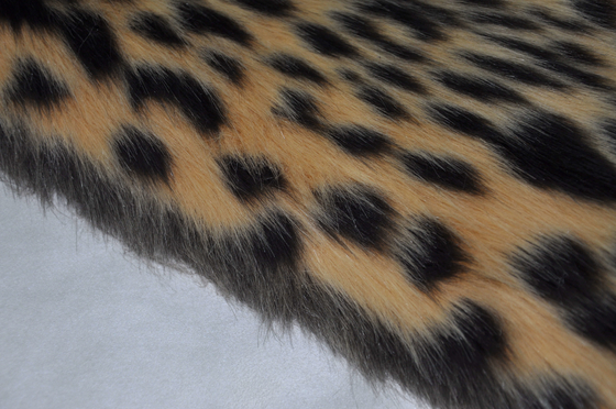 leopar desenli Karışık Jakarlı Uzun Tüylü Kürk Akrilik Sahte Vizon Kumaş